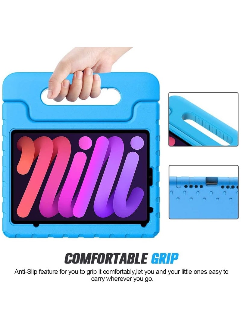 Kids Case for New iPad Mini 6th Generation 8.3 Inch 2021, iPad Mini 6 Case, Shockproof Convertible Handle Stand Protective Kids Case for iPad Mini 6 8.3" 2021 (Blue)