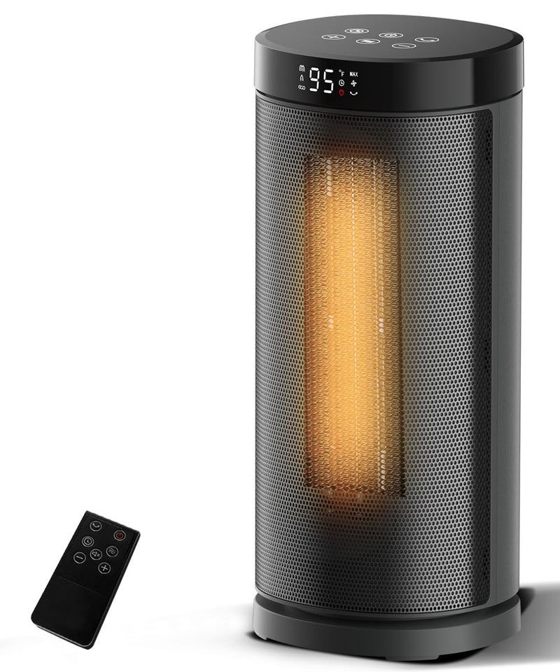 Sunnote Space Heater for Indoor Use, 1500W Electric & Portable Ceramic Heaters with 80Â°Oscillating, Thermostat, 3 Modes, 24Hrs Timer, Room Heater with Remote, Fast Heating Safe for Bedroom Room Use - Image 1