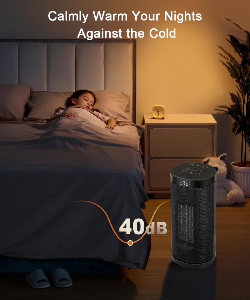 Sunnote Space Heater for Indoor Use, 1500W Electric & Portable Ceramic Heaters with 80Â°Oscillating, Thermostat, 3 Modes, 24Hrs Timer, Room Heater with Remote, Fast Heating Safe for Bedroom Room Use - Image 3
