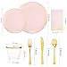 NOCCUR 350PCS Pink Plates Disposable Pink Gold Plastic Dinnerware Set for 50 Guests Include 100 DinnerDessert Plates150 Cutlery50 Cups50 Napkins Ideal for PartyWeddingValentines Day - Image 4