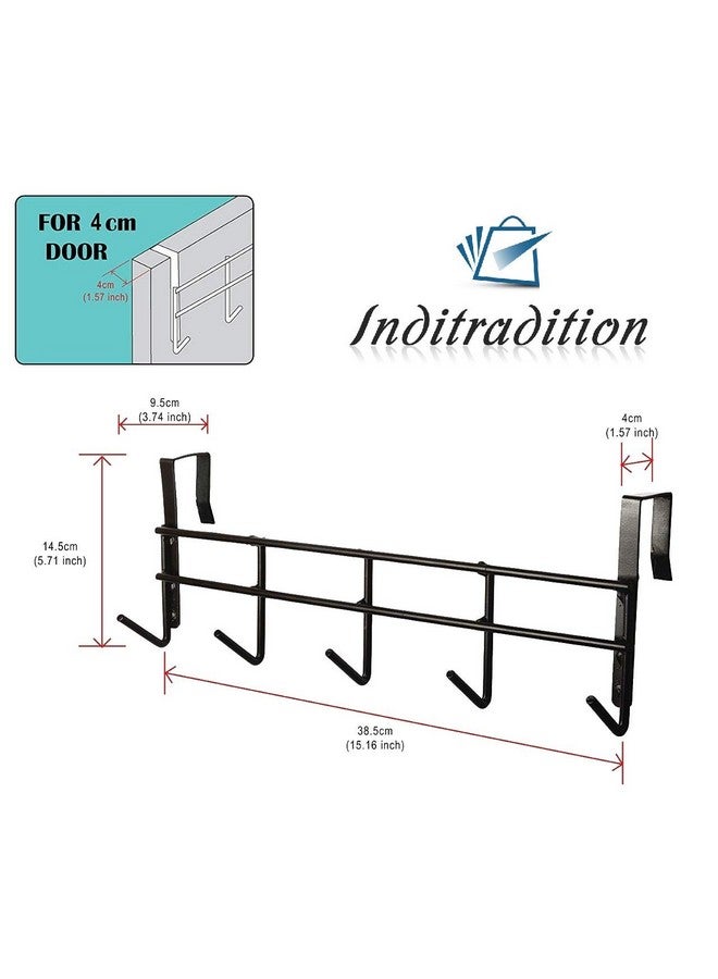Inditradition Multipurpose Over The Door Hanging Metal Hook | Door Hanging Organizer Rack(39 Cm) , Pack Of 1 , Black - Image 2