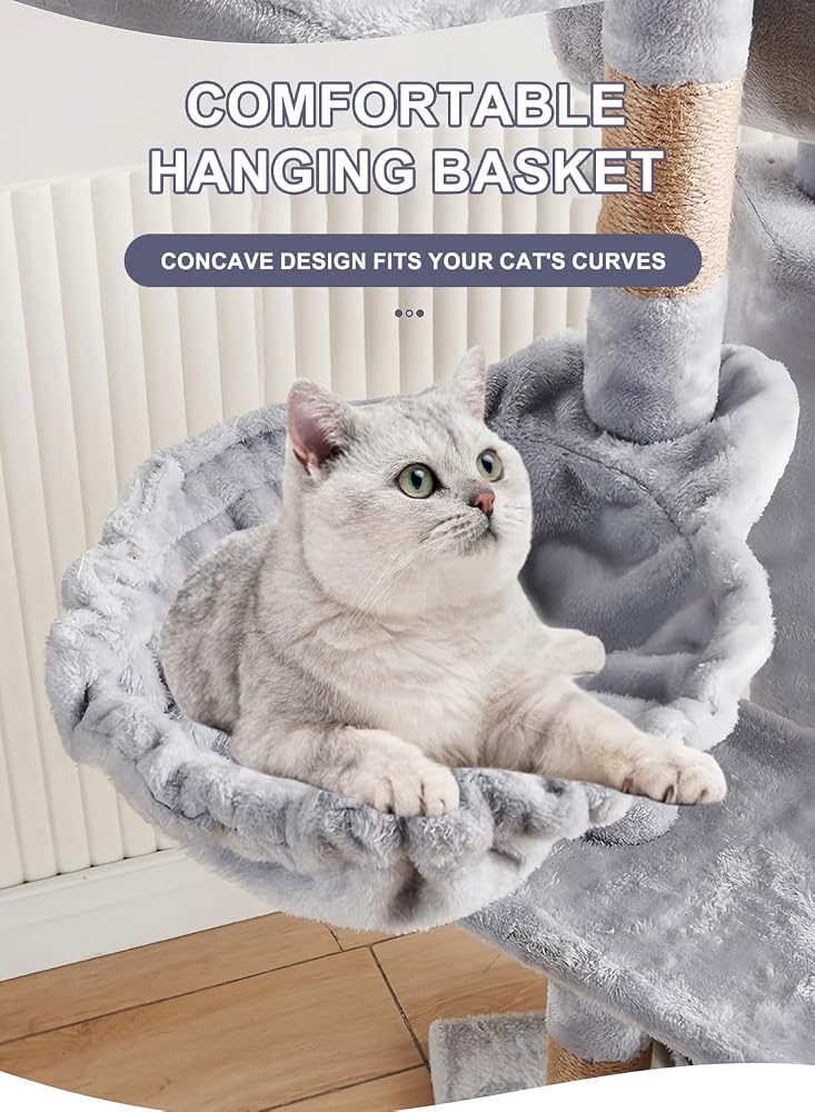 Sharpdo Multifunctional Cat Tree Cat Climbing Frame Cat Houses (Gray) - Image 3
