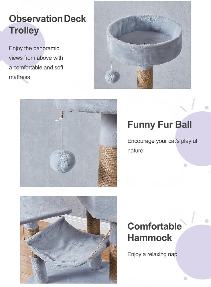 Sharpdo Multifunctional Cat Tree Cat Climbing Frame Cat Houses (Gray) - Image 5