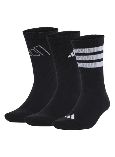 adidas جوارب تدريب سوداء بشعار 3 قطع للجنسين مقاس 10K - 11.5K