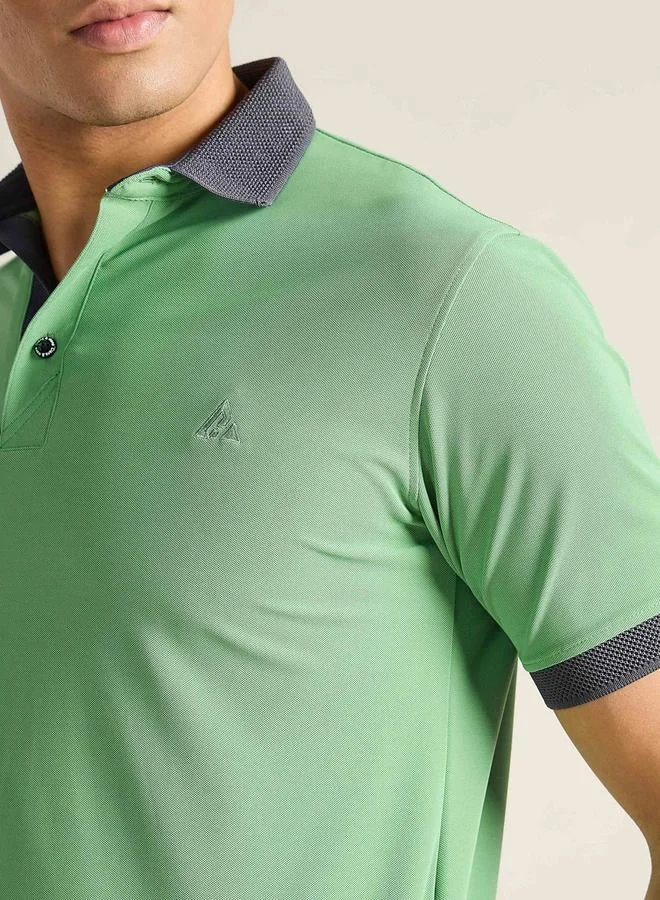 Clans&hans  Men Green Jacquard Collar Knitted Polo for Men | Best Price UAE