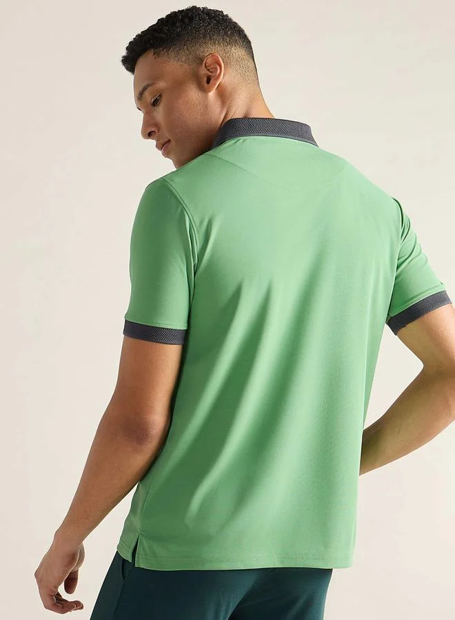 Clans&hans  Men Green Jacquard Collar Knitted Polo for Men | Best Price UAE