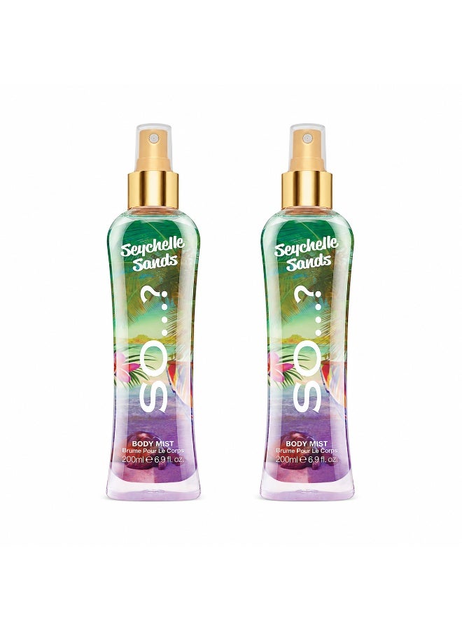 So..? SO…? Summer Escapes Seychelles Sands Body Mist for Women, Oriental Fruity & Vanilla Long-Lasting Fragrance Spray with Peach, Pineapple & Sandalwood, Gift for Women & Teen Girls, 200ml, Pack of 2 - Image 1