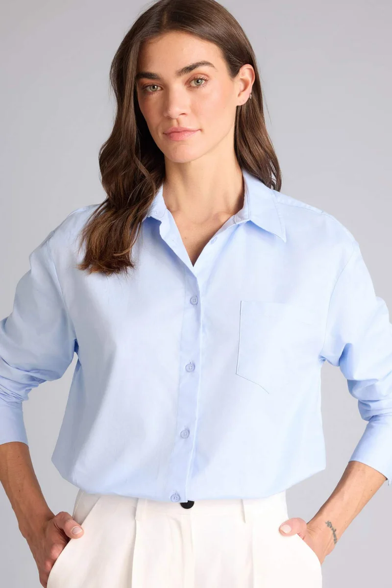 ديفاكتو Oversize Fit Shirt Collar Oxford Long Sleeve Shirt