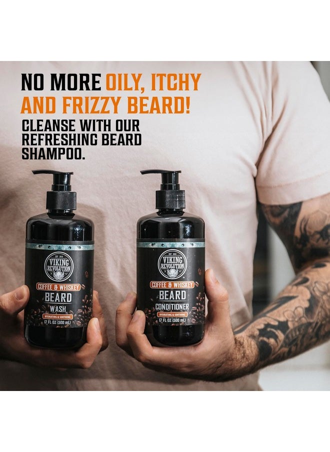 Viking Revolution Viking Revolution Coffee Whiskey Beard Wash and Beard Conditioner Set with Argan and Jojoba Oils - Softens and Strengthens - Coffee Whiskey Scent - Beard Shampoo with Ginseng Root Extract (17 oz)  - Image 2