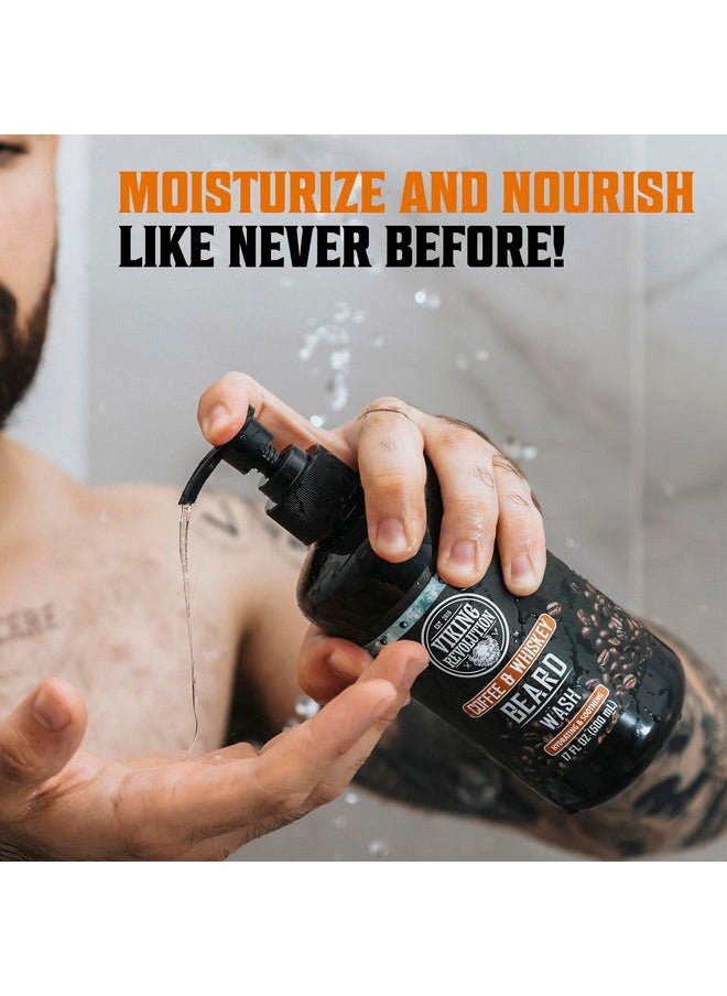 Viking Revolution Viking Revolution Coffee Whiskey Beard Wash and Beard Conditioner Set with Argan and Jojoba Oils - Softens and Strengthens - Coffee Whiskey Scent - Beard Shampoo with Ginseng Root Extract (17 oz)  - Image 4
