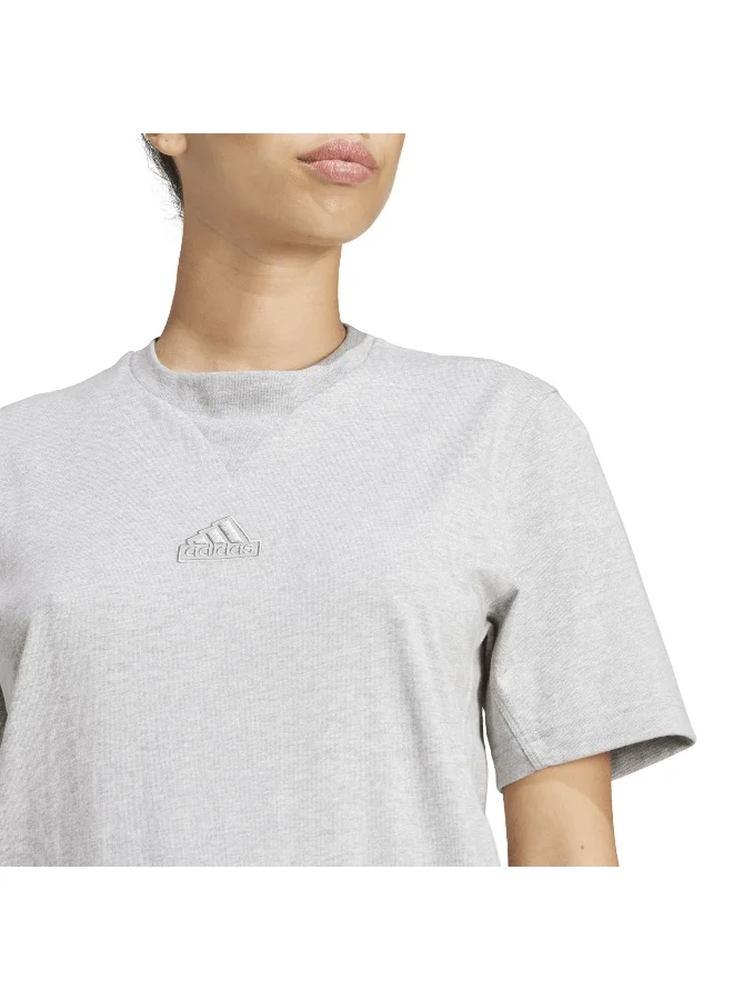 adidas تي شيرت تدريب رمادي طويل الأكمام مقاس