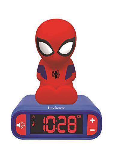 LEXiBOOK Marvel SpiderMan Digital Alarm Clock with Night Light Snooze and Marvel Spider Man Superheroes Sound Effects Boys Clock Luminous Spiderman Blue RL800SP - Image 1