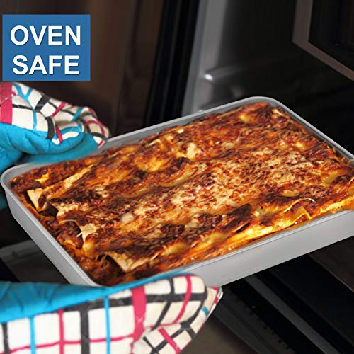 P&P CHEF 12.3 Inch Stainless Steel Sheet Cake Pan, Rectangular Baking Pan for Lasagna Brownie Meats, Cookie Tray Fits in Toaster Oven, Easy Clean & Heavy Duty (1Pc) - Image 5