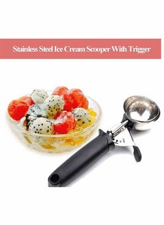 KASTWAVE Ice Cream Scoop, Stainless Steel, Trigger Release and Comfortable Handle, Cookie Dough Scooper, ice Ball Spoon, for Fruit Mashed Potato Cake Dessert, 6cm 2ps (Pink, Black)  - Image 3