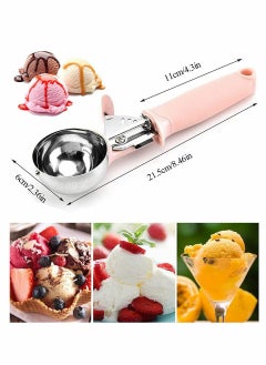 KASTWAVE Ice Cream Scoop, Stainless Steel, Trigger Release and Comfortable Handle, Cookie Dough Scooper, ice Ball Spoon, for Fruit Mashed Potato Cake Dessert, 6cm 2ps (Pink, Black)  - Image 4