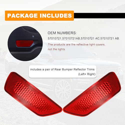 CmeRto 2Pcs Rear Bumper Reflector Light Lamp Compatible with Jeep Grand Cherokee 2011-2021, Dodge Journey 2011-2020, Compass 2011-2017 Replaces 57010720AC 57010721AC(Red Lens, Left and Right) - Image 4