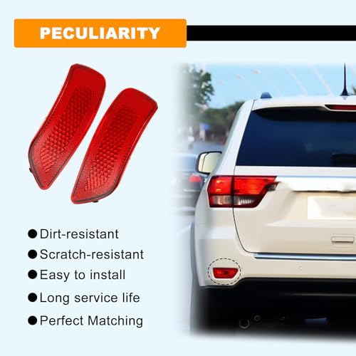 CmeRto 2Pcs Rear Bumper Reflector Light Lamp Compatible with Jeep Grand Cherokee 2011-2021, Dodge Journey 2011-2020, Compass 2011-2017 Replaces 57010720AC 57010721AC(Red Lens, Left and Right) - Image 5