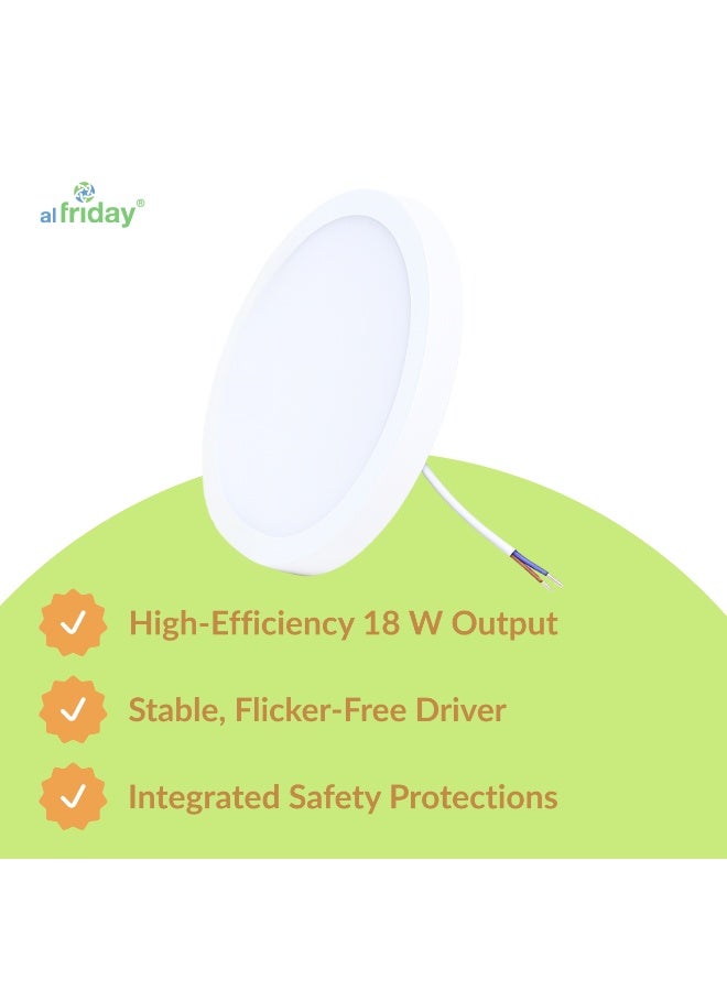 alfriday AL FRIDAY Round LED Ceiling Light Fixture | 18W Energy-Efficient LED Panel | Flicker-Free Driver | Recessed Ceiling Mount | 30,000+ Hours | Indoor Lighting for Hallways, Kitchens, Offices | Integrated Safety Features | 2-Year Warranty Included - Image 3