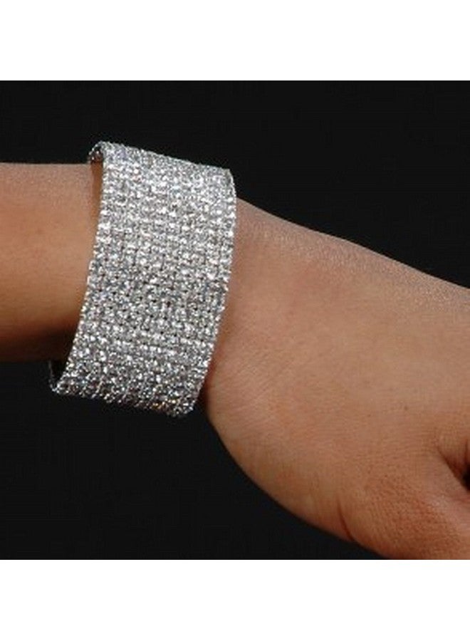 Janefashions سوار باندل مرن من كريستال الراينستون النمساوي الأبيض الشفاف فيغاس لحفلات الزفاف والسهرات 15 صف 10 صف 5 صف 3 صف فضي ذهبي B820 (10 صف فضي) - Image 3
