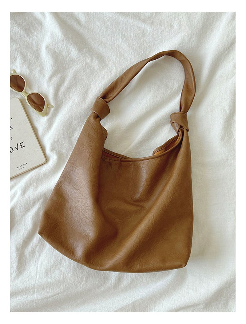 SheSelects Women’s Soft Leather Retro Hobo Shoulder Bag Everyday Work Bag for Everyday City Outfits - Black - Image 4