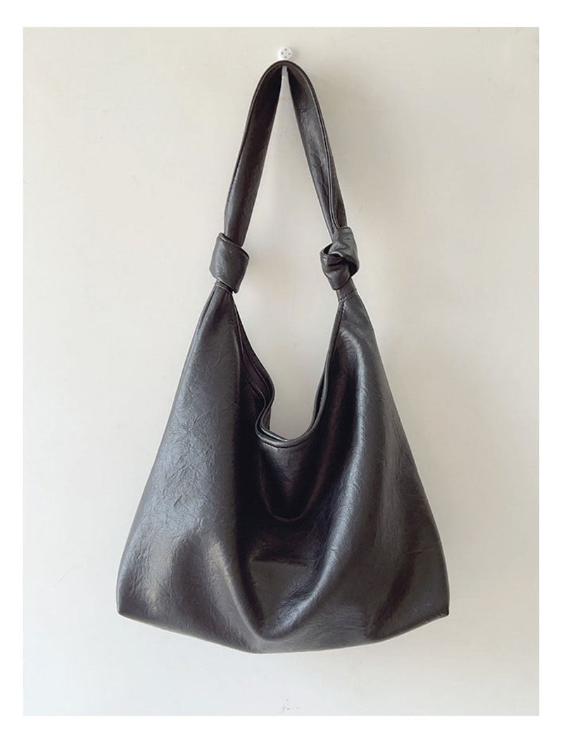 SheSelects Women’s Soft Leather Retro Hobo Shoulder Bag Everyday Work Bag for Everyday City Outfits - Black - Image 1