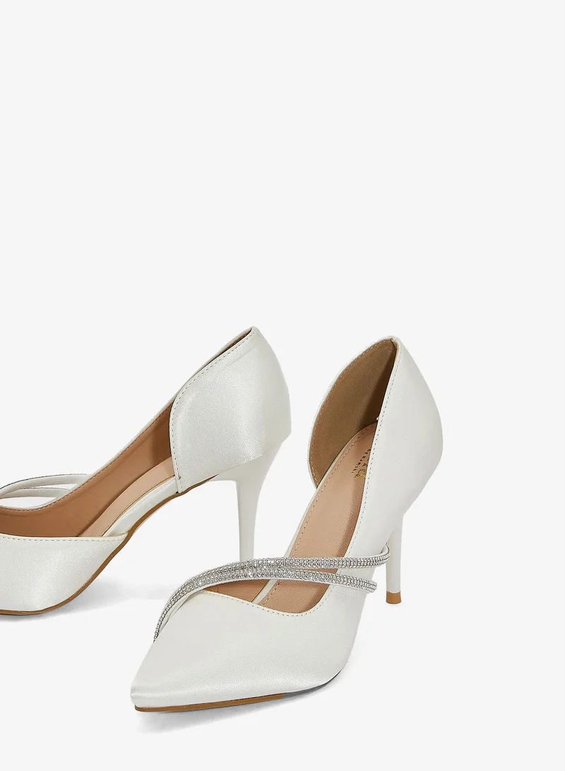 Ella Limited Edition Diamante Double Strap Satin Pointed Pump