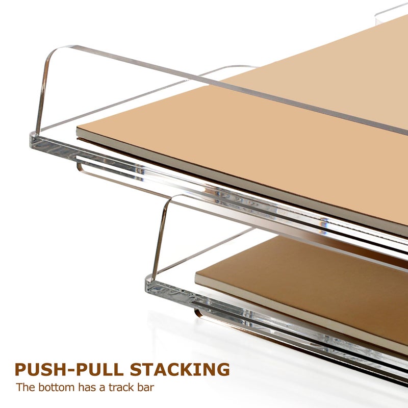 SANRUI 4 Tier Acrylic Paper Letter Tray Desk Stackable Organizer Traysï¼ŒClear Enlarged A4 Stackable File Document Trayï¼Œ Workspace Office Supplies Organizers and Accessories Sorterï¼Œ13.82inx9.29inx6.7in - Image 5