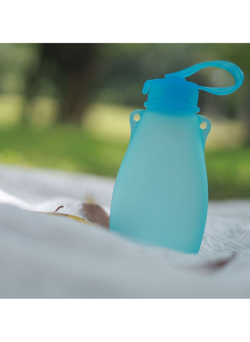 Home Portable Silicone Water Bag Milk Bag Baby Food Bag Three-Piece Set Can Be Refrigerated And Reused Blue 180ml*3 - Image 5