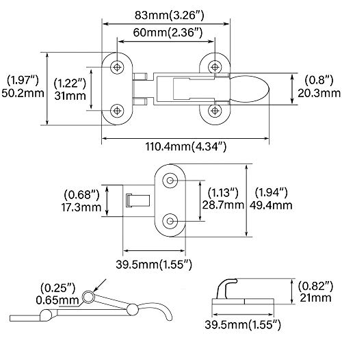 YUSOVE Boat Anti-Rattle Latch 316 Stainless Steel Lockable Hold Down Clamp Latch,Marine Hatch Hardware Fasteners,Pack of 2 - Image 2