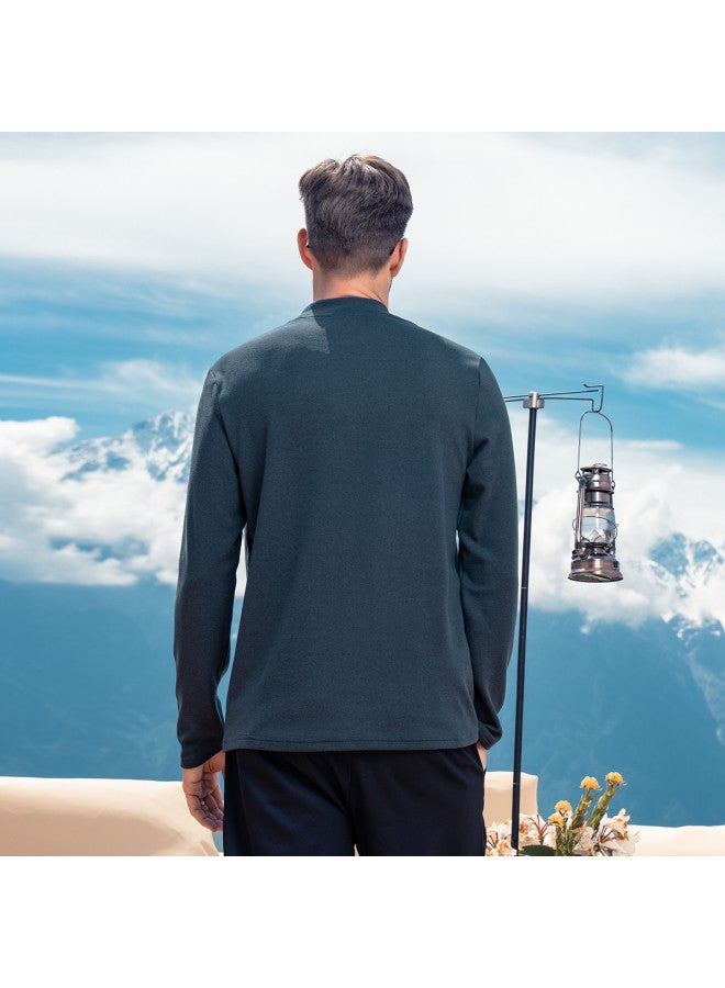 Men's Semi-turtleneck Long Sleeve T-shirt 2025 Spring Minimalist Solid Color Top weighted Base Layer Men's Tee - Image 4