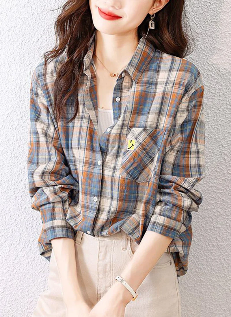 يونيكي Multi Spread Collar Long Sleeves Shirt