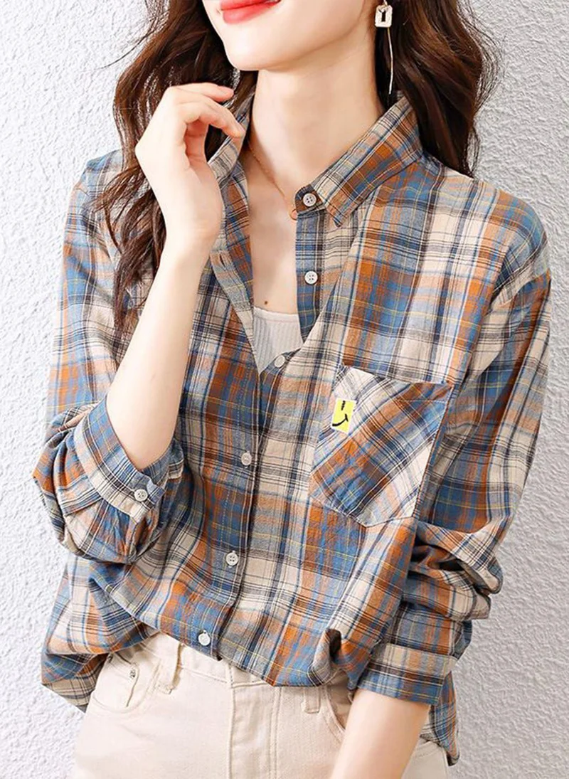 يونيكي Multi Spread Collar Long Sleeves Shirt