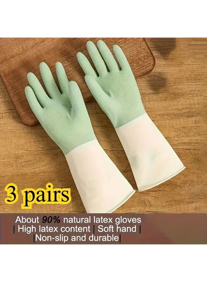 Thick Waterproof Latex Kitchen Gloves Green Medium Non Slip Grip Dishwashing Cleaning - Image 2