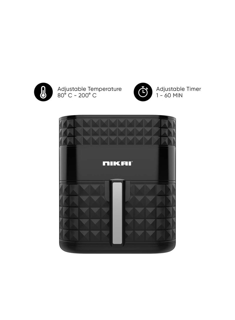 NIKAI Digital Air Fryer, 1800W, Xxl  Basket And  Pan, 7 Pre-Set Programs With Built-In Preheat Function, Viewing Window, Adjustable Temp And Timer, 0-60Min Timer, 80-200℃ Temp Range 5.5 L 1800 W NAF488D1 Black - Image 1