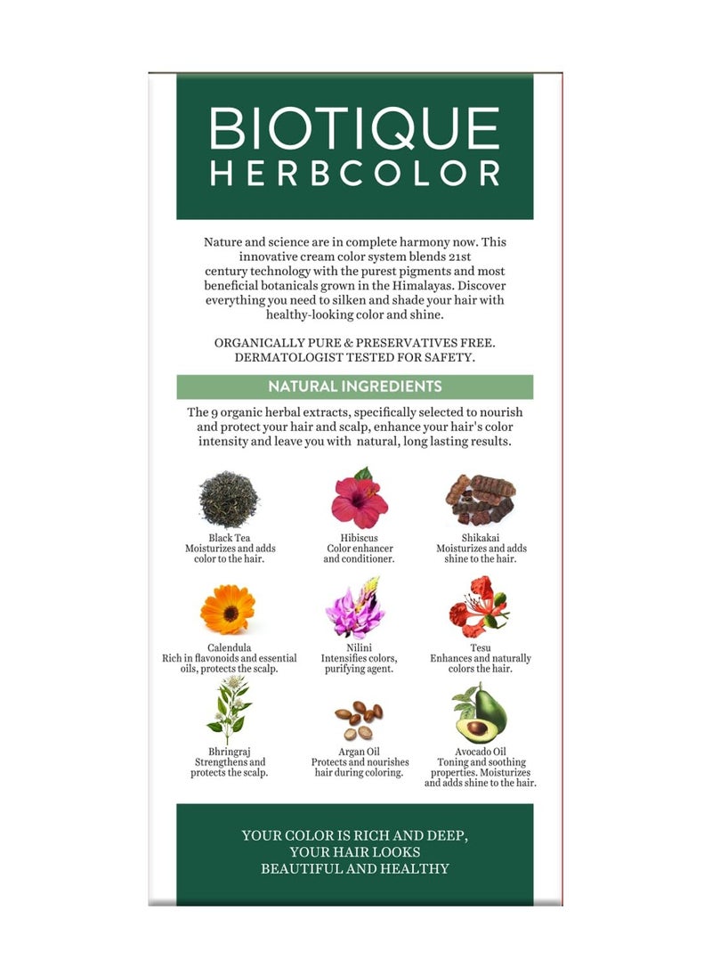 Biotique Herbcolor Ammonia Free Hair Color Darkest Brown 3N 9 Herbal Extracts Conditioning Shine 50g 110ml  - Image 2