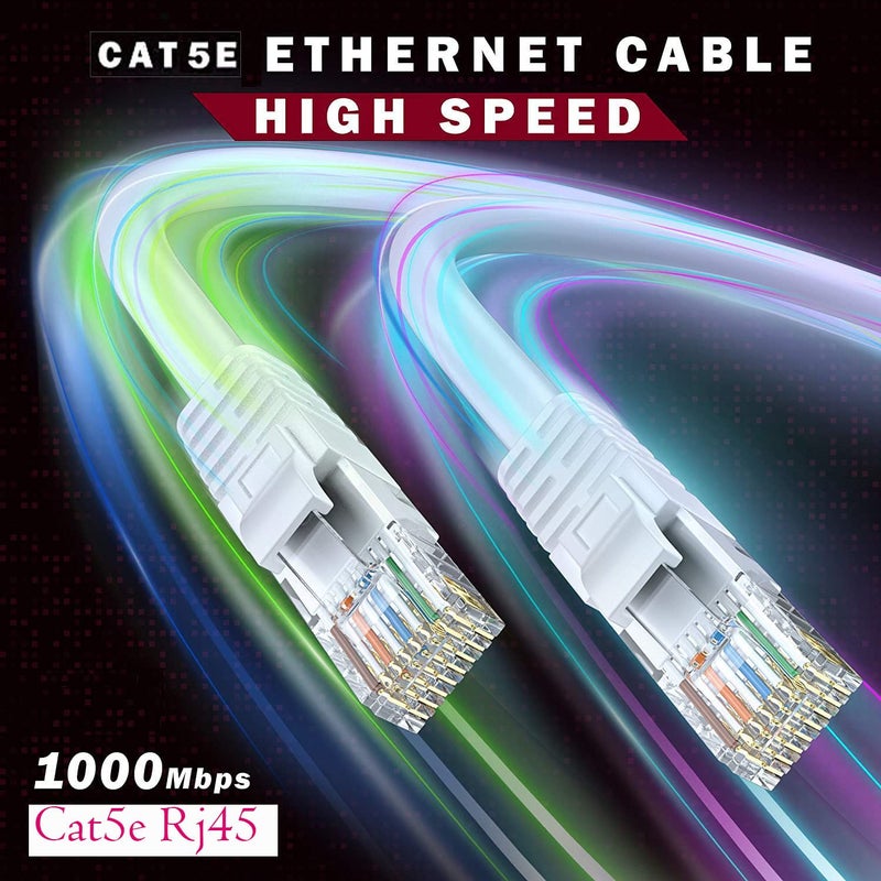 Sado كابل إيثرنت باتش سادو 50 متر 1000 ميجابت في الثانية RJ45 فئة 5 كابل LAN كابل إنترنت عالي السرعة 1 جيجابت للأجهزة الذكية، تلفزيونات أندرويد، PS4، PS5 مودم، راوتر، LAN ADSL - أبيض (50 متر) - Image 3