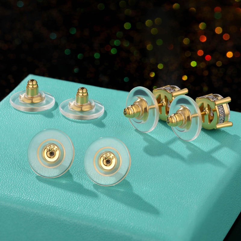 Hazifes 12mm Big Earring Backs, 925 Sterling Silver Locking Earring Backs Replacements, 18K Gold Earring Backs Replacements for Studs Heavy Droopy Earrings Hypoallergenice No-Irritate Secure Multicolor - Image 2