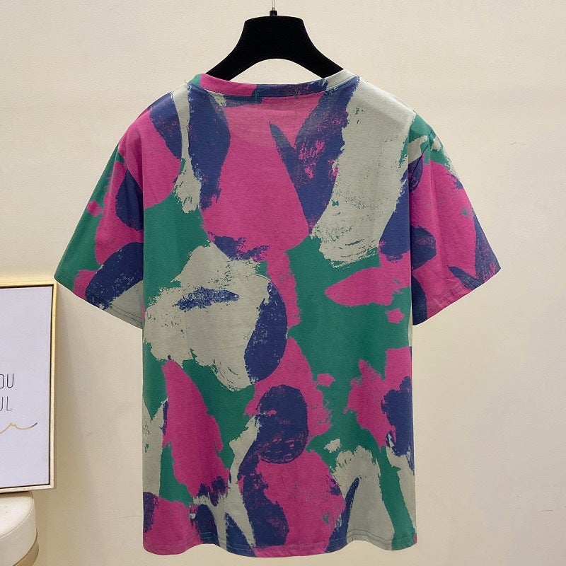 2025 Summer Fashion New Plus-Size Women'S Short-Sleeve T-Shirt For Chubby Figures, Tummy-Concealing, Age-Reducing, Loose-Fitting, Slimming Top - Image 2