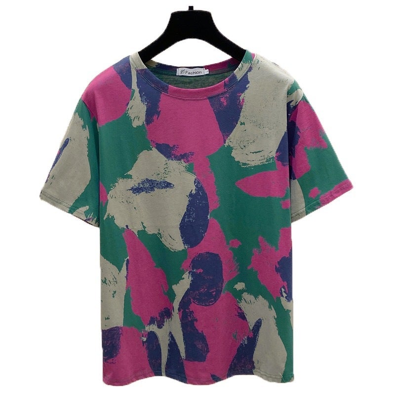 2025 Summer Fashion New Plus-Size Women'S Short-Sleeve T-Shirt For Chubby Figures, Tummy-Concealing, Age-Reducing, Loose-Fitting, Slimming Top - Image 4