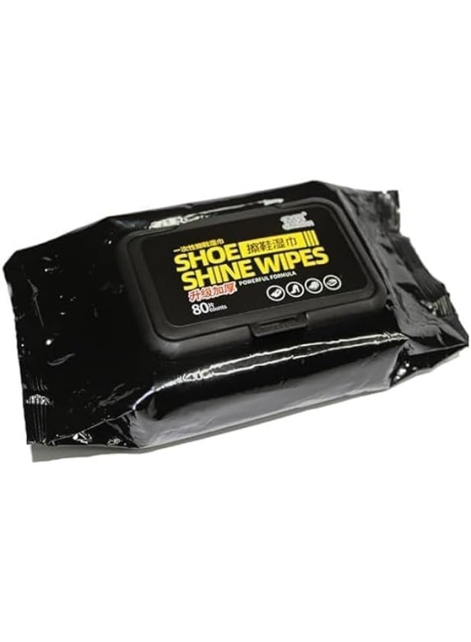 مناديل مبللة لتنظيف الأحذية – مناديل تنظيف سريعة لإزالة الأوساخ والبقع من جميع أنواع الأحذية –– 80 قطعة عبوة عملية-لون اسود - Image 2
