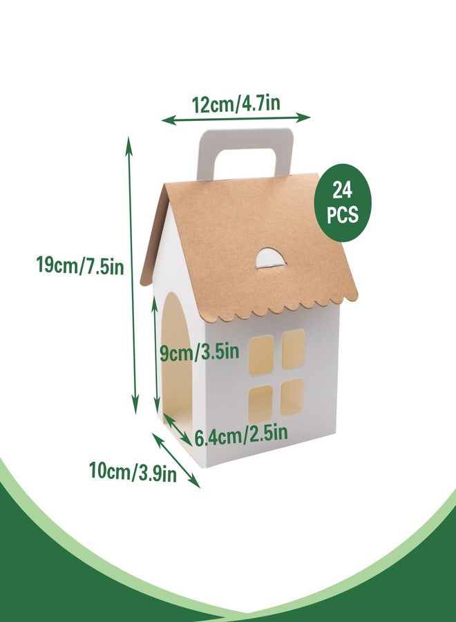 Hiyoo 24 PCS House Shape Dog Party Favor Boxes with Grid Window, Opening & Handle, White Paintable Foldable Treat Gift Containers for Adopt a Puppy Theme Party Birthday Decorations and DIY Crafts - Image 2