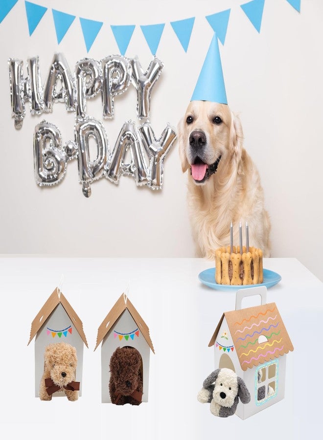 Hiyoo 24 PCS House Shape Dog Party Favor Boxes with Grid Window, Opening & Handle, White Paintable Foldable Treat Gift Containers for Adopt a Puppy Theme Party Birthday Decorations and DIY Crafts - Image 5