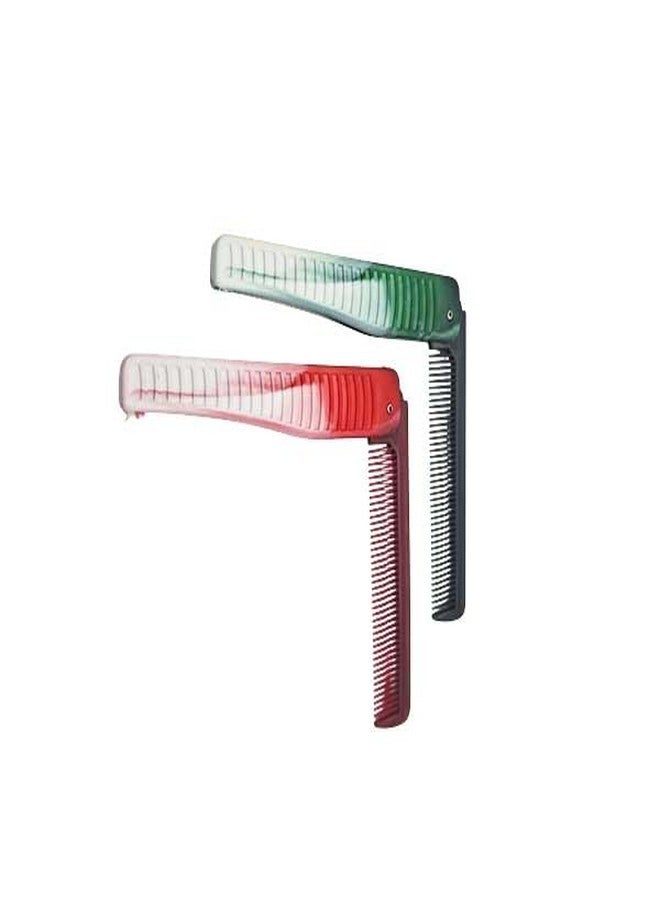 LooKat Professional Folding Hair Comb Set, Red and Green Gradient Color, Plastic Styling Combs for Barber, Salon, Home Use, 2 Pieces - Image 5