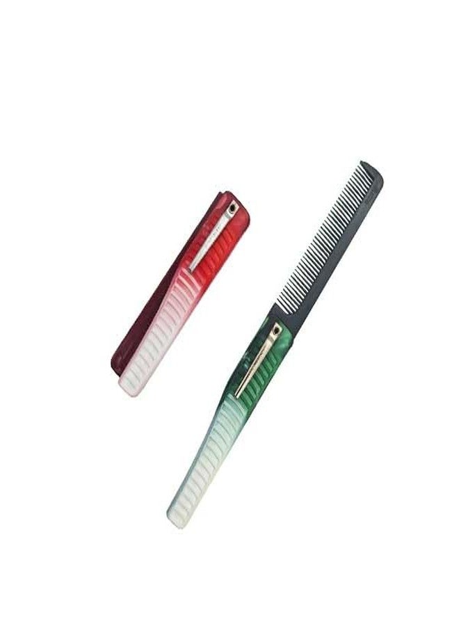 LooKat Professional Folding Hair Comb Set, Red and Green Gradient Color, Plastic Styling Combs for Barber, Salon, Home Use, 2 Pieces - Image 3