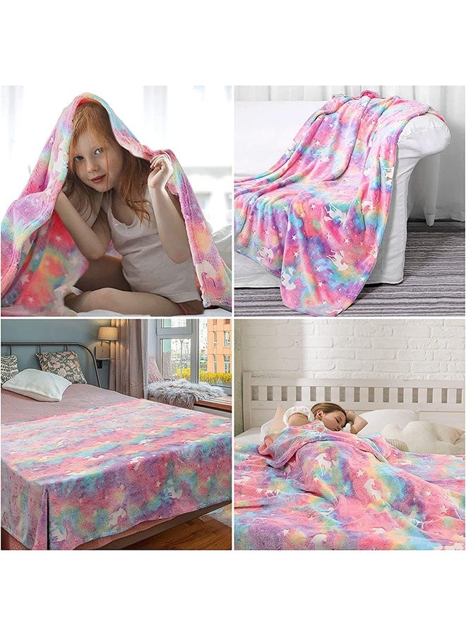 ليدين بطانية يونيكورن المضيئة في الظلام - هدايا دافئة للفتيات من عمر 1 إلى 10 سنوات، بطانية ناعمة للأطفال لأعياد الميلاد أو عيد الشكر أو العطلات - Image 2