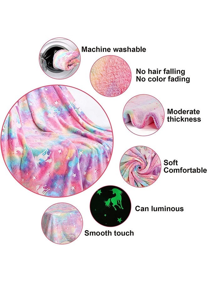 ليدين بطانية يونيكورن المضيئة في الظلام - هدايا دافئة للفتيات من عمر 1 إلى 10 سنوات، بطانية ناعمة للأطفال لأعياد الميلاد أو عيد الشكر أو العطلات - Image 5