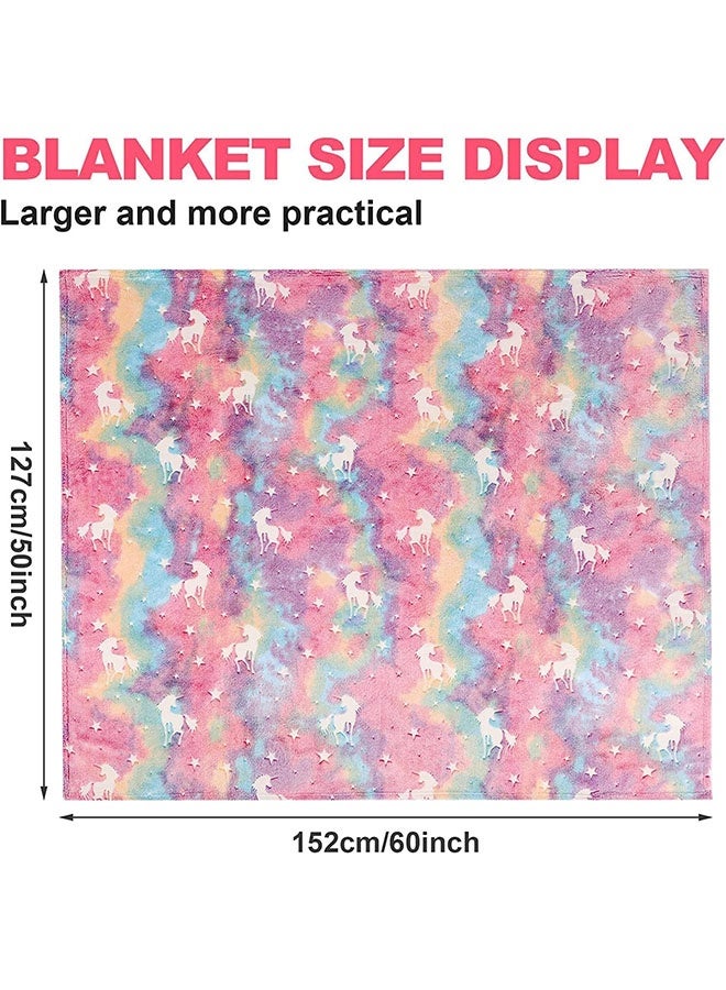 ليدين بطانية يونيكورن المضيئة في الظلام - هدايا دافئة للفتيات من عمر 1 إلى 10 سنوات، بطانية ناعمة للأطفال لأعياد الميلاد أو عيد الشكر أو العطلات - Image 3