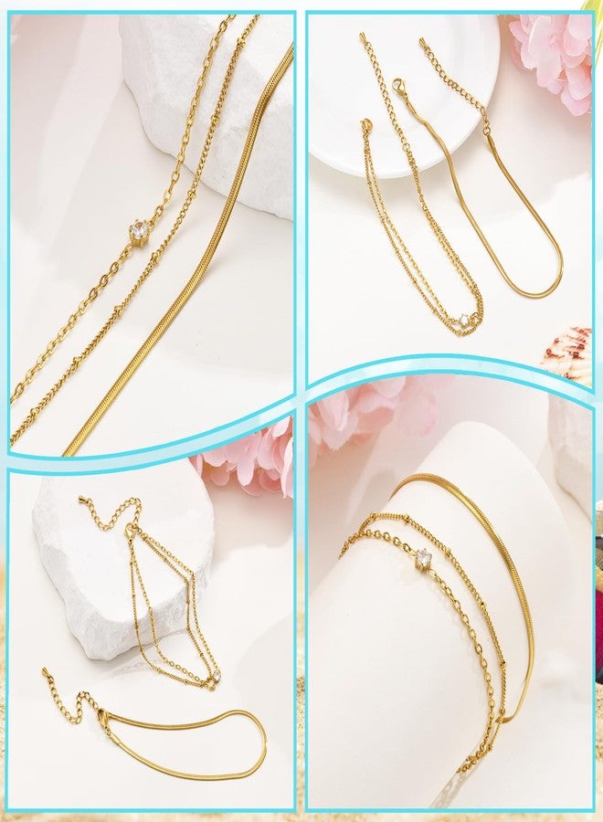 ام بيرينبو خلخال ذهبي مقاوم للماء من إمبراينبو للنساء - سوار كاحل مطلي بالذهب عيار 14 قيراطًا، طقم خلخال متعدد الطبقات بتصميم سلسلة قدم مناسب لشاطئ الصيف، مجوهرات عصرية متعددة الطبقات لصديقتها - Image 5