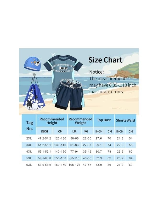 Boys Rash Guard Swimsuit UPF 50+ Swim Bathing Suit 4 Piece Sun Protection Swimwear Set for 4-13years old boy - Image 4