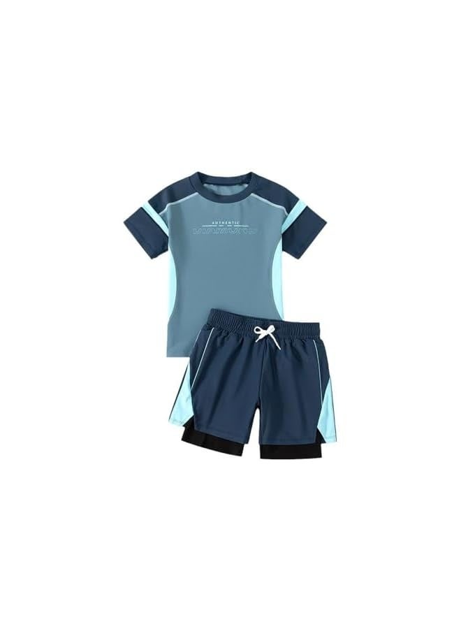 Boys Rash Guard Swimsuit UPF 50+ Swim Bathing Suit 4 Piece Sun Protection Swimwear Set for 4-13years old boy - Image 2
